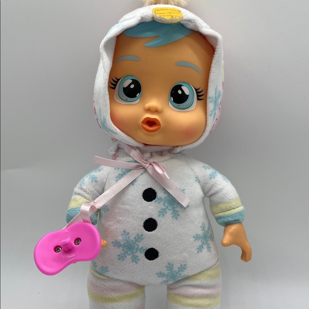 Adorable Cry Babies Tiny Cuddles Christmas Baby Doll with Snowflake Outfit